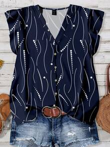 Rusticease Camisa casual de mujer con estampado de lunares retro, estilo minimalista adecuado para el verano - Multicolor - Ver 1