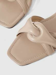 Sleekvia Sandal mùa hè đa năng, mũi vuông, thời trang dành cho nữ năm 2026. - Màu be - Xem 4