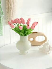 1 pieza 5 piezas 10 piezas 20 piezas Ramo de tulipanes de seda artificial realista para decoración de boda, hogar, fiesta, centro de mesa, Día de San Valentín, Año Nuevo, ramo de novia, decoración de mesa y florero - Multicolor - Ver 4