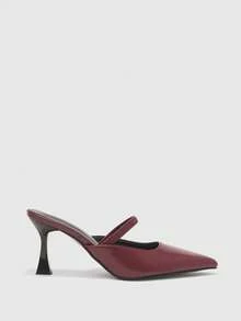 CUCCOO BIZCHIC Women's Fashion Burgundy High-Heeled Shoes, Four-Season Closed Toe Sandals, Thin-Heeled Closed Toe Slippers, New Spring And Summer Buckle Holiday Party Party Closed Toe Shoes, Pointed Outdoor Sexy Thin Belt Women's Cool Spring Shoes - Burgundy - View 2