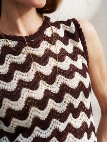 Airaco Conjunto de top de punto y shorts informales para mujer - Café integral - Ver 6