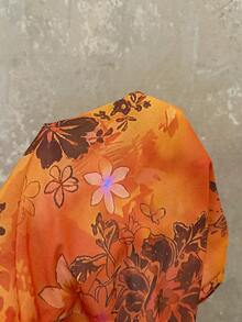 INAWLY Women's Floral Print Spaghetti Strap Mid-Length Dress - Orange - View 6