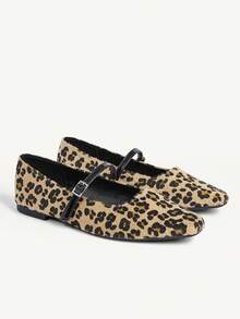 CUCCOO CHICEST Women's Casual Soft-Sole Leopard Print One-Strap Flat Shoes, Suitable For Spring And Autumn - Yellow - View 2