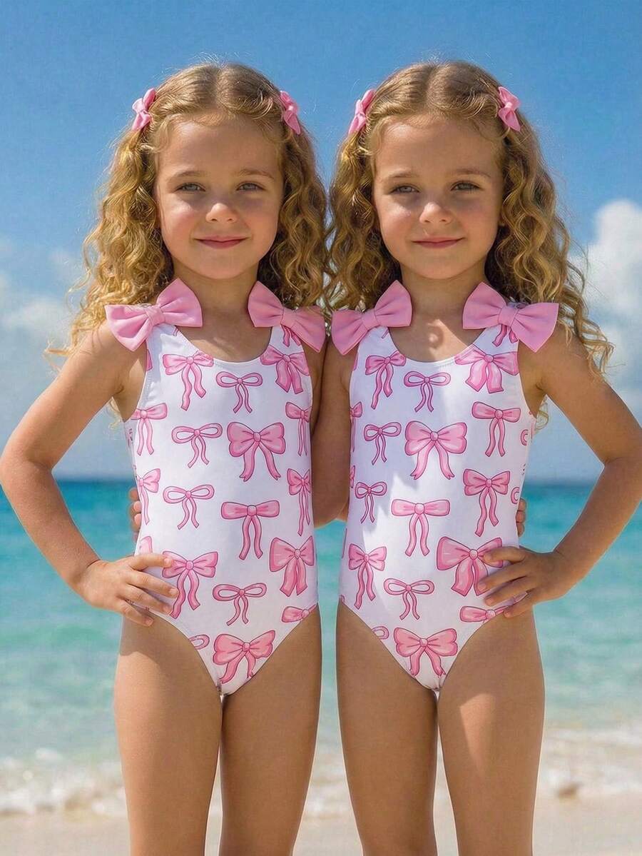 Emery Rose Kids Emery Rose Kids 女童纯色针织连体泳衣 - 白色 - 查看 1