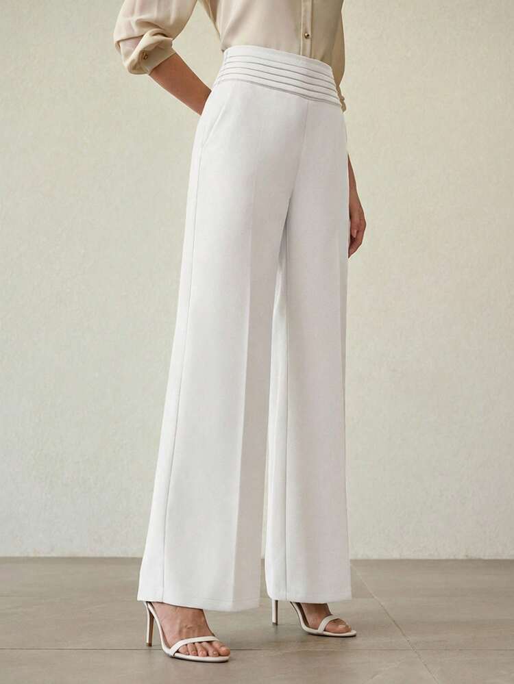 ELEGANT PLEATED HIGH WAIST LONG PANTS, SPRING/SUMMER