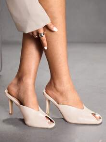 CUCCOO SZL Women's Fashionable Elegant Heeled Sandals For Party And Commute For Christmas Spring Shoes - Apricot - View 2