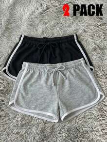 Attitoon 2 chiếc quần short nữ thường ngày, quần short tập gym, quần short cơ bản - Nhiều màu - Xem 8