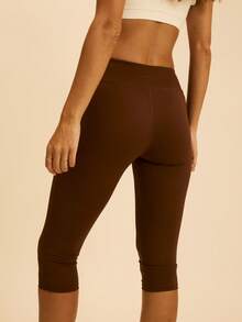 Aralina Quần legging lửng cạp rộng, thích hợp mặc ở nhà, mùa xuân hè, tập thể dục, đi nghỉ mát, đi biển. - màu nâu - Xem 2