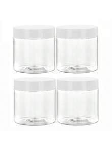 Bộ 4 chai nhựa đựng đồ đường kính 7cm có nắp đậy - Chai đựng sơn, hộp đựng kem dưỡng da & mặt nạ, hũ đựng kem dưỡng mắt & kem dưỡng da mặt, chai mẫu PET miệng rộng trong suốt, hộp đựng mỹ phẩm có thể tái sử dụng. - trắng - Xem 1