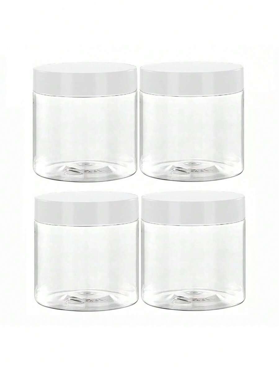 Bộ 4 chai nhựa đựng đồ đường kính 7cm có nắp đậy - Chai đựng sơn, hộp đựng kem dưỡng da & mặt nạ, hũ đựng kem dưỡng mắt & kem dưỡng da mặt, chai mẫu PET miệng rộng trong suốt, hộp đựng mỹ phẩm có thể tái sử dụng. - trắng - Xem 1