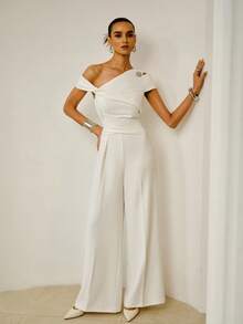 ZEYLAH Mono asimétrico de unicolor de moda para primavera y verano - Blanco - Ver 7