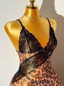 2pcs Women's Sexy Lace Patchwork Nightgown Set - Multicolor - View 9