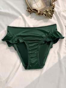 SHEIN 女士纯色镂空休闲日常内裤 - 墨綠色 - 查看 2
