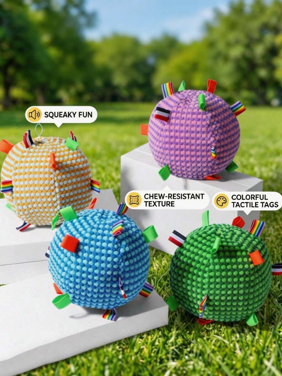 PETSIN 1个全新响亮撞击球形狗狗玩具，可滚动、咀嚼和啃咬。一款能让狗狗缓解压力、尽情玩耍的娱乐玩具。宠物狗玩具。 - 彩色 - 查看 1