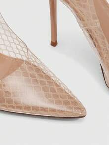 CUCCOO SZL 性感时尚尖头透明玫瑰红高跟鞋，适合派对、正式场合、情人节、春季休闲、叛逆之夜、春季鞋履、春假、复活节舞会、圣诞节等场合。 - 杏2 - 查看 5