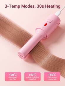 Teckwe Máy uốn tóc mini không dây USB, máy duỗi và uốn tóc nhỏ gọn tiện dụng khi đi du lịch, lớp phủ gốm, làm nóng nhanh, thích hợp cho tóc ngắn, tóc mái, tóc giả, tóc nối, nguồn điện USB-C. - Nhiều màu - Xem 3