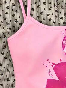 少女夏季甜美清爽碎花吊带背心，修身贴合，适合春季、夏季、度假、海滩、热带风情，碎花图案适合女孩和女性，四季皆宜。 - 粉色 - 查看 5