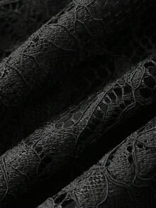 FRIFUL 女士网纱披肩拼接吊带连衣裙，两件套，纯色夏季款 - 黑色 - 查看 3