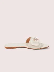 CUCCOO DOLLMOD Ladies Milk Apricot Comfortable Flat Sandals, Sweet Style Bow-Soled Sandals - Apricot - View 10