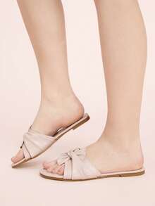 CUCCOO DOLLMOD Ladies Pink Comfortable Flat Sandals, Sweet Style Bow-Soled Sandals Spring Shoes - Pink - View 3