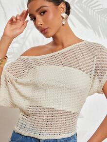 Amorya Áo thun lệch vai nhún bèo, thiết kế nhún eo, dáng rộng thoải mái, áo croptop ngắn cơ bản thời trang tối giản hiện đại, áo croptop móc len cho nữ, áo khoét lỗ, áo dệt kim cho nữ, áo lưới trắng, áo đục lỗ, áo lệch vai, áo dệt kim, áo một tay, áo choàng, áo len lệch vai, áo khoác ngoài dệt kim, áo len lệch vai, áo len mùa hè cho nữ, trang phục đồng quê cho nữ, trang phục công sở cho nữ, trang phục mùa hè cho nữ, áo len nữ. - Màu be - Xem 5
