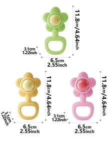 MINKOJA 【随机颜色向日葵铃铛】彩色向日葵手铃玩具 | 培养孩子抓握能力，男女皆宜，颜色随机，复活节，复活节礼物，儿童节，婴儿玩具，婴儿感官玩具，婴儿摇铃和毛绒圈 - 彩色 - 查看 2