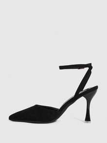 CUCCOO SZL Tacones altos de diseño con hebilla de punta fina para uso diario de moda para mujer - Negro - Ver 5