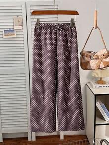 Tween Girls' Casual Polka Dot Print Pants - Brown - View 3