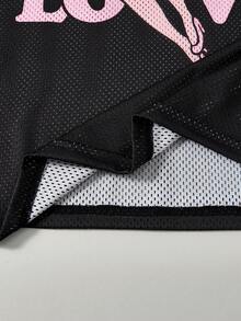 Betty Boop x SHEIN 大码女式V领卡通字母印花休闲百搭日常短袖T恤 - 黑色 - 查看 6