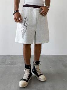 PAVTROS Quần short nam kẻ caro dáng casual, in chữ, mùa hè, thiết kế hai cạp quần phối màu kẻ caro với họa tiết chữ viết tay cổ điển, thích hợp cho nam giới chơi thể thao, từ xuân đến hè, mùa hè, kỳ nghỉ, phong cách vintage, đi chơi, dự tiệc, lễ hội, quà tặng cho bạn trai, thời trang đường phố, tập luyện. - Màu Xám nhạt - Xem 5