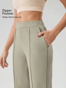 OutZeal 女士运动裤，日常休闲居家穿着，防紫外线，收腹提臀，凉爽触感，喇叭裤脚 - 卡其色 - 查看 2