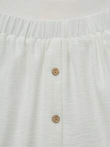 Franclia 2026新款女士夏季纯白色纹理面料单排扣弹力腰A字裙 - 白色 - 查看 6