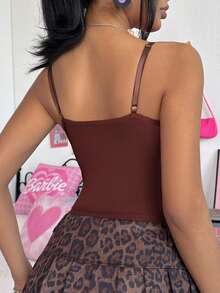 Eraneu 1 pieza Camiseta interior versátil de moda para mujer - Marrón - Ver 2