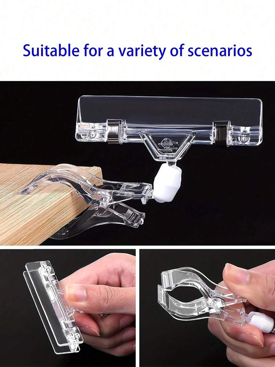 10 piezas Soportes giratorios de acrílico transparente para etiquetas de precio, etiquetas de exhibición de doble cara, adecuados para oficina, negocios, tiendas minoristas, supermercados, exposiciones, letreros de plástico, tarjetas de precio - Multicolor - Ver 1