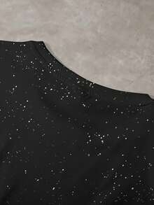Manfinity Homme Áo tank top nam dáng rộng, thời trang đường phố, in chữ nổi tiếng bằng nhũ bạc, thích hợp mặc đi làm hàng ngày vào mùa hè. - màu đen - Xem 7