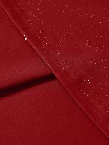 Manfinity EMRG Áo thun tay ngắn cổ tròn in chữ nhũ bạc, kiểu dáng thường ngày, thích hợp cho mùa hè. - Màu Đỏ Sâu - Xem 8