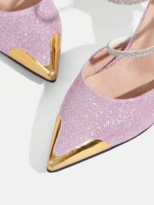 CUCCOO TILAWA Élégantes talons hauts à bride ajourée et bout pointu pour femmes - Talons hauts sexy et élégants polyvalents pour femmes - Convient pour les mariages, les galas, les fêtes et les bals - Rose bonbon - Voir 6