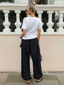 Quần jogger nữ màu trơn, kiểu dáng mới mùa thu/đông, 2 trong 1. - màu đen - Xem 3