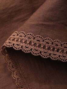 DAZY 少女拼接设计连衣裙，秋季款 - 棕色 - 查看 7