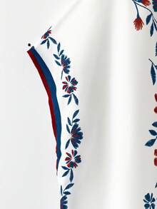 Rusticease Plus Size Women Placement Print Shirt,Summer Outfits For Women Blouse For Women Casual Zanzea Blouses For Women Blouses For Women New Clothes For Ladies Discount Tops For Ladies Casual Women's Tops Blouses For Women New T Shirt Latest Tops For Women New Arrivals Tops For Ladies Casual Discount Cowgirl Tops For Women Zipper Top - White - View 3