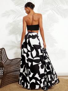 Gownix Women's 2 Pieces Set Zebra Print Outfits,Casual White And Black Wide Leg Pants Set,Bohemian Vacation Holiday Autumn Resort Wear Beach Cover Up Outfit - Black and White - View 9