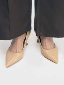 Tacones altos de punta fina y elegantes para mujer, versátiles para uso diario - Caqui - Ver 9