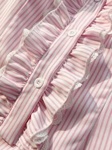 Elamini Women's Sleeveless Striped Ruffle Hem Casual Summer Tank Top And Mini Skirt 2 Pieces Set - Pink - View 7