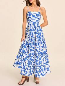 Coeurva Women's Printed Dress, Suitable For Spring/Summer Vacation,Summer Dresses For Women - Blue and White - View 6