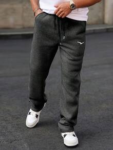 Manfinity CasualCool 男士抽绳宽松休闲日常运动裤 - 深灰色 - 查看 3