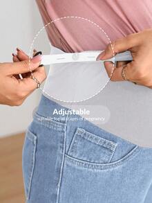 SHEIN Maternity Solid Color Casual Jeans - Light Wash - View 4