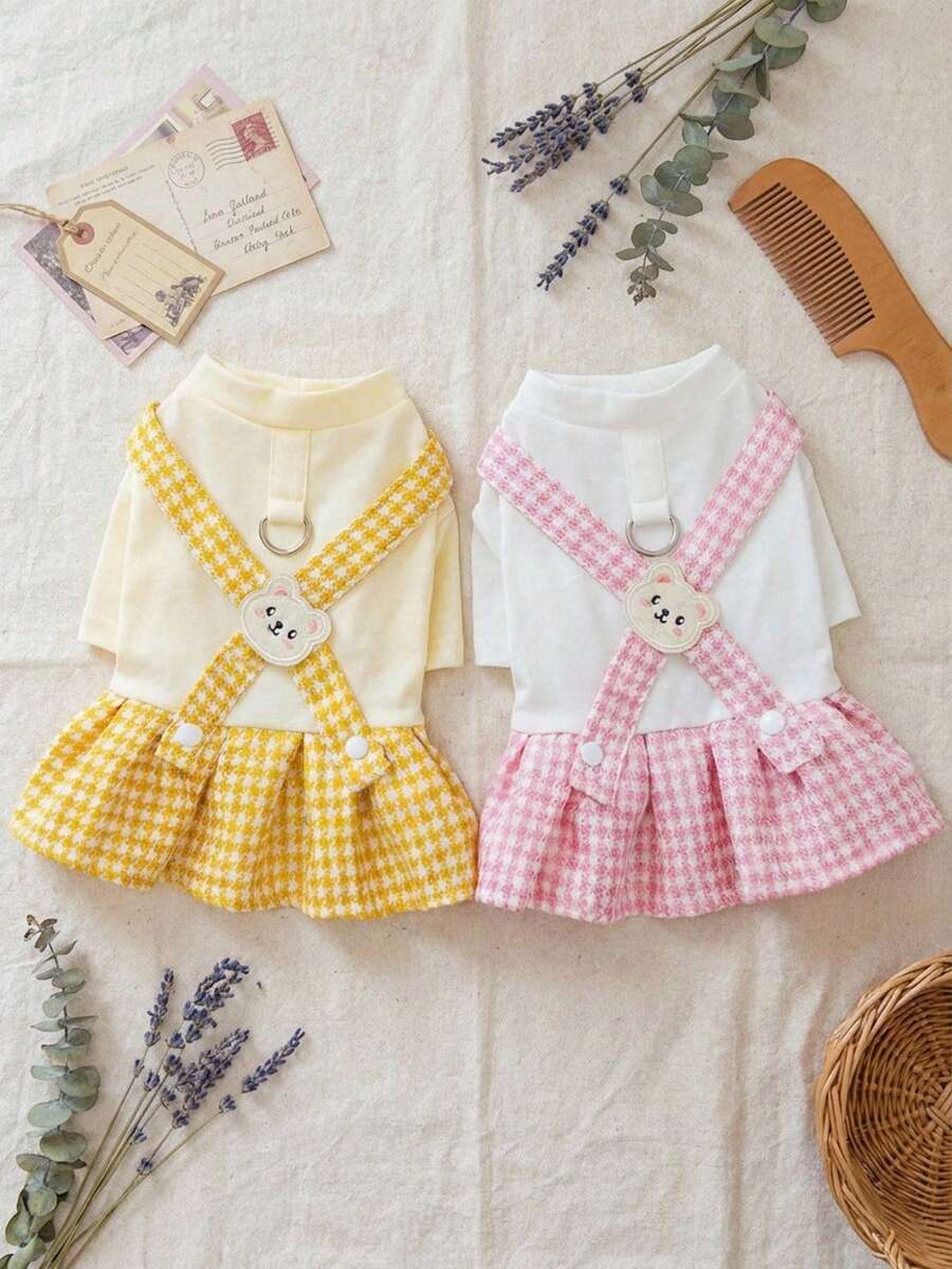 PETSIN 狗狗服装、猫咪服装、动物裙装、宠物春夏新品系列、幼犬连衣裙、公主风百搭连衣裙、条纹印花、小型动物服装、清凉防晒霜 - 彩色 - 查看 1