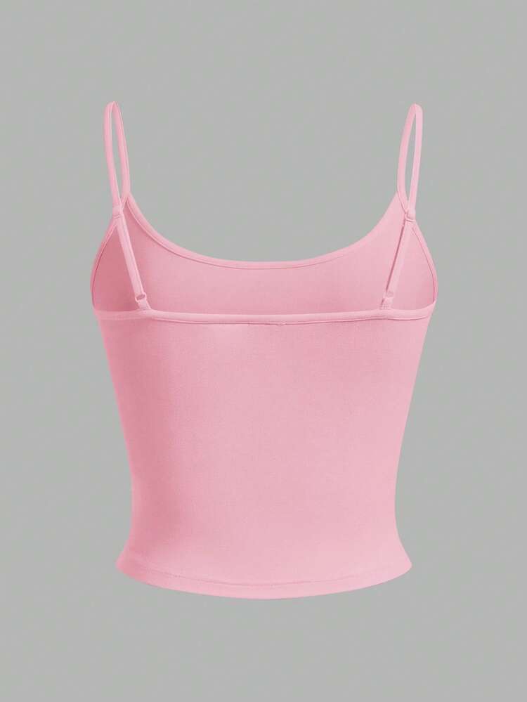 SHEIN EZwear 4 pièces/set Hauts de camisole casual courts pour femmes en noir, rose, jaune, blanc, convenant pour l'été - Multicolore - Voir 4