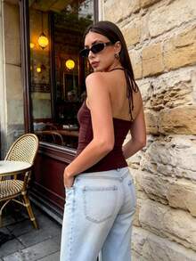 Ritzy Row 夏季度假串珠休闲背心 - 棕色 - 查看 2