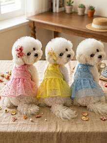 PETSIN 透气网眼连衣裙，适用于狗狗和猫咪，包括泰迪犬、博美犬、贵宾犬、比熊犬和其他小型犬种。 - 彩色 - 查看 2